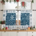 thumbnail image 3 of Winter Snowflakes Sheer Curtains 54 Inches Long, Christmas Navy Blue Xmas Vintage Holiday Light Filtering Window Curtains for Living Room, Rod Pocket Voile Sheer Curtain Drapes, 52"Wx54"L, 2 Panels, 3 of 9