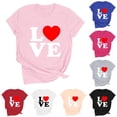 thumbnail image 1 of RKSTN Valentine Gifts Women's Valentine's Day T Shirts Oversized Crewneck Valentines Graphic Print Short Sleeve Shirt Womens Casual Solid Round Neck Plus Size Loose Fits Tee Top Summer Clothes, 1 of 7