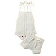 thumbnail image 3 of Newborn Baby Girls Knitted Clothes Crochet Sleeveless Backless Bodysuit Top Drawstring Shorts Summer Outfits, 3 of 9
