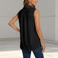 thumbnail image 6 of Chiffon Tank Tops for Women Summer V Neck Collared Button Up Loose Sleeveless Shirt Dressy Casual Work Blouse Vest Tops, 6 of 8
