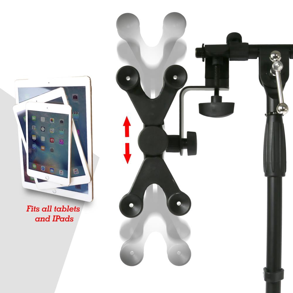 PYLE PMKSPAD1 - Multimedia iPad and Microphone Stand - Adjustable to Fit All iPad Models