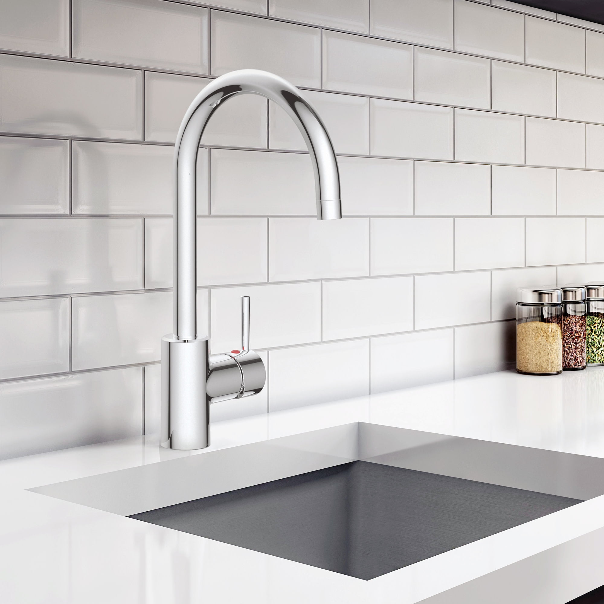 Design House 595660 Eastport II Modern Single-Handle Faucet for Kitchen, Polished Chrome