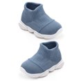 thumbnail image 4 of Zapatos de punto informales para niños pequeños, zapatos de punto para recién nacidos, transpirables, de goma, resistentes al deslizamiento, color azul, 15 tamaños, 4 of 5