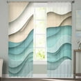 thumbnail image 2 of Teal Brown Ombre Sheer Curtains 63 Inches Length 2 Panels Set, Window Sheer Curtains for Living Room/Bedroom, Modern Abstract Moire Art Geometric Light Filtering Rod Pocket Curtain 52'' x 63'' x 2, 2 of 7
