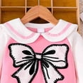 thumbnail image 5 of Pandaie Big Bow Embroidery Sweatsuit for Toddler Girls Raglan Doll Neck Sweet Clothes Outfit 3T 4T 5T 6T Kids School Pullover Tracksuit White,18-24 Months, 5 of 7