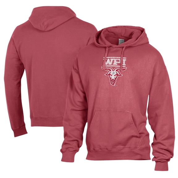 Men's Comfort Wash Crimson Worcester Polytechnic Institute Engineers Lightweight Fleece Pullover Hoodie