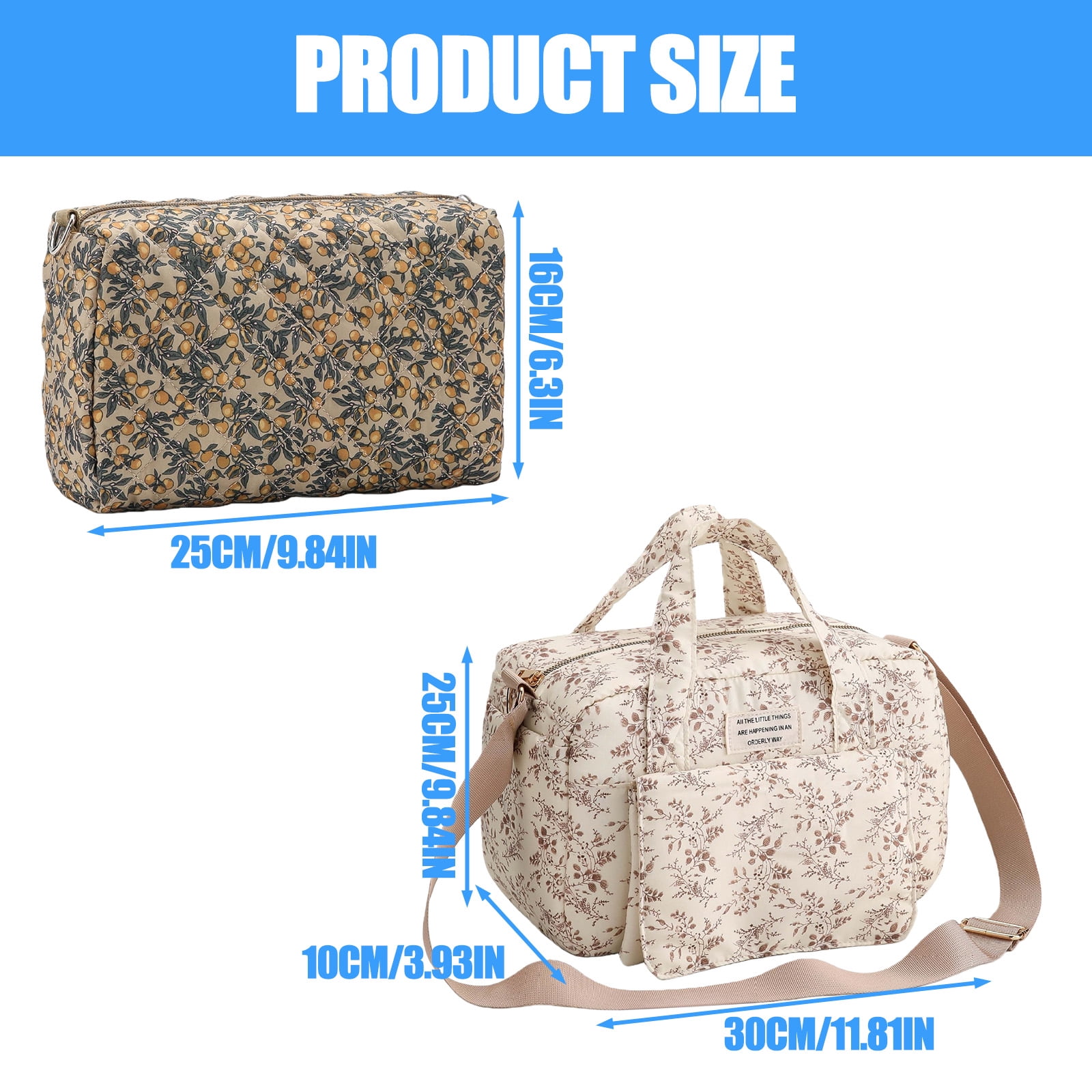 Multifunctional Strollers Bag Pushchair Storage Organizers Quilted Design for Diaper Water Bottle