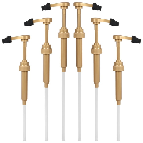 Dznils 6 Pack Coffee Syrup Pump Dispenser with Tip Cover for 750ml Bottles, Gold