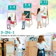thumbnail image 3 of Happydeer Drawing Board, Double Sided Wooden Kid Easel with Paper Roll, Toddlers Art Easel Chalk Board 31.5"-43.3" Height Adjustable Magnetic Kids Dry Erase Board, 3 of 8