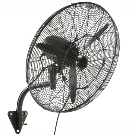 SKYSHALO Wall-Mount Misting Fan Oscillating Metal Fan 24.3'' 3 Speed Waterproof