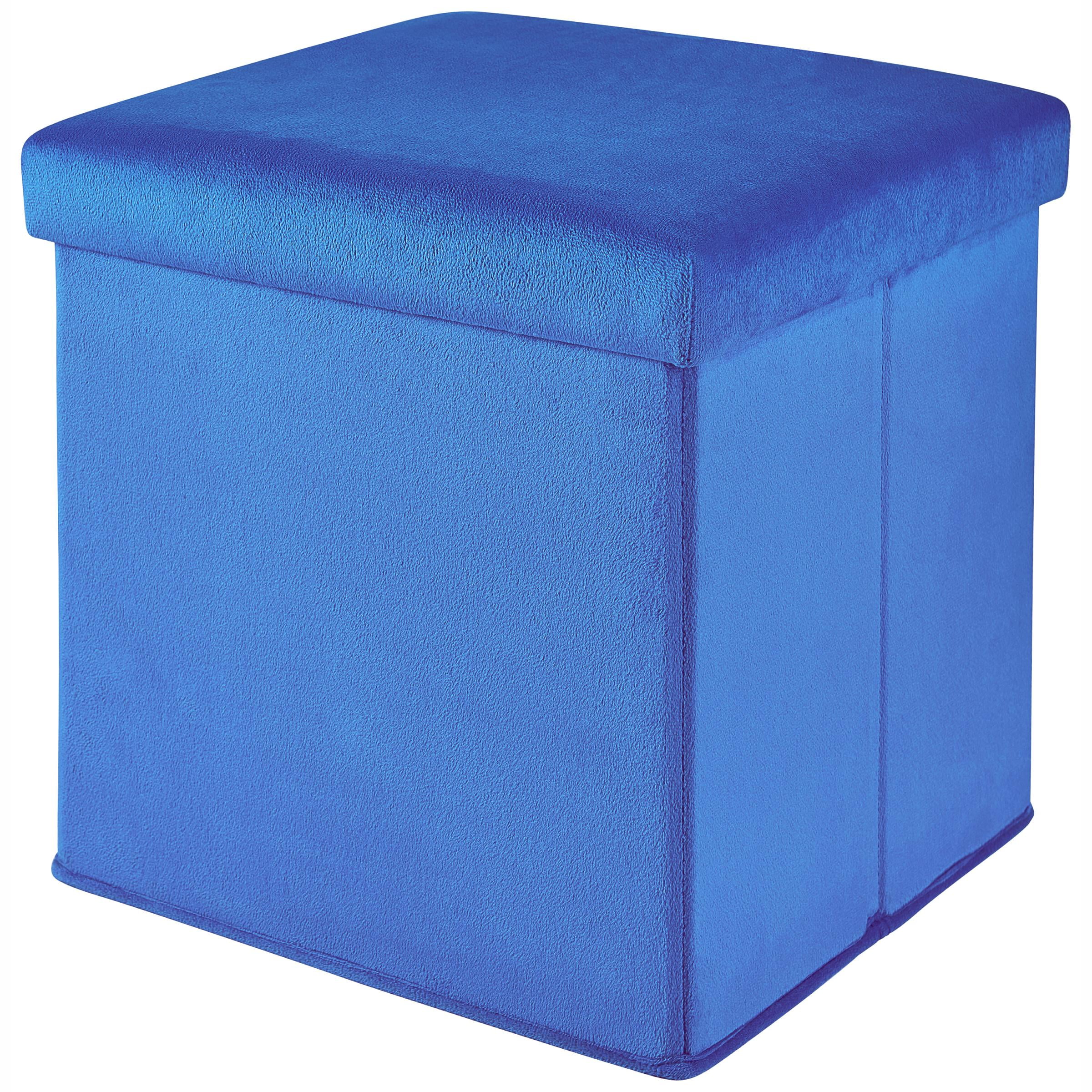 Mainstays Collapsible Storage Ottoman, Plush Cobalt