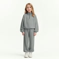 thumbnail image 2 of Winter Outfits For Girls Tween Girls Trendy Clothes Girls 2 Piece Outfits Tracksuit Drop Shoulder Hoodie Half Zip Sweatshirt and Sweatpants Joggers, 2 of 4