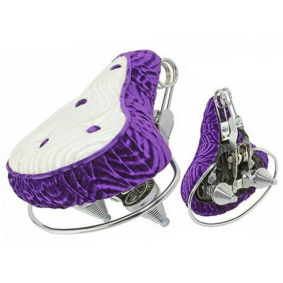 Beach Cruiser Seat Velour Purple and White. Bike Seat, bike saddle, Bicycle seat, bike saddle, bike parts, bicycle parts