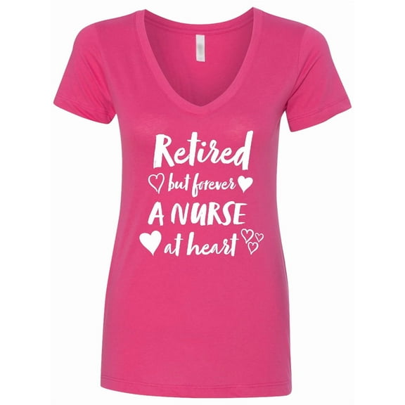 Inktastic Retired but Forever a Nurse at Heart Women's V-Neck T-Shirt