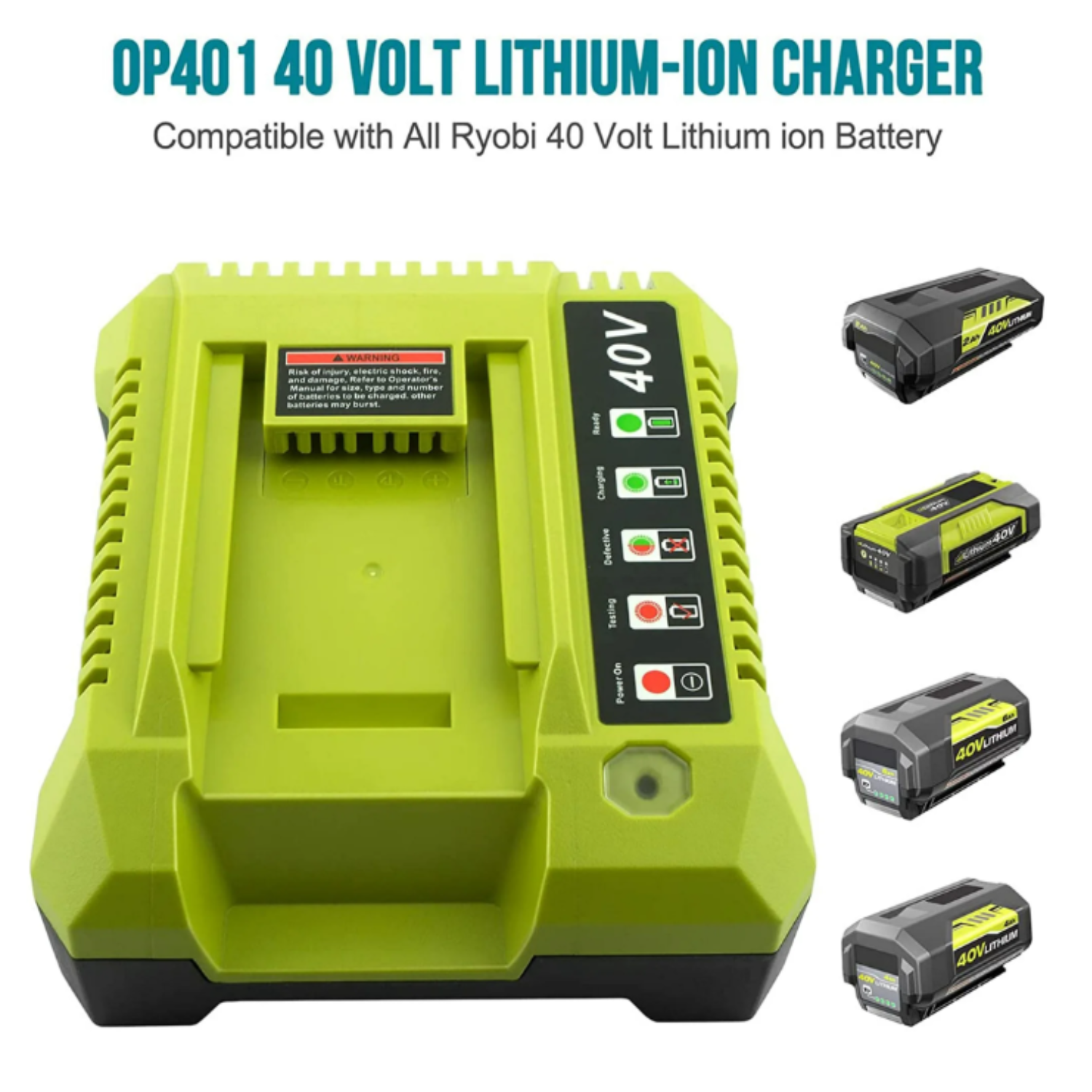 40V Rapid Charger Replace for Ryobi OP401S 40V Battery, OP406A OP404 OP401 Replacemant Battery Charger for Ryobi OP40605 OP40602 OP40601 OP4050 OP4040 OP4030
