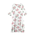 thumbnail image 4 of Abcomgle Girls Maxi Dresses 10-12 Casual A-Line 3/4 Sleeve Girls Long Dresses Floral Print Crew Neck Sundresses Tiered Dresses with Pockets,11-12 Years Pink, 4 of 5