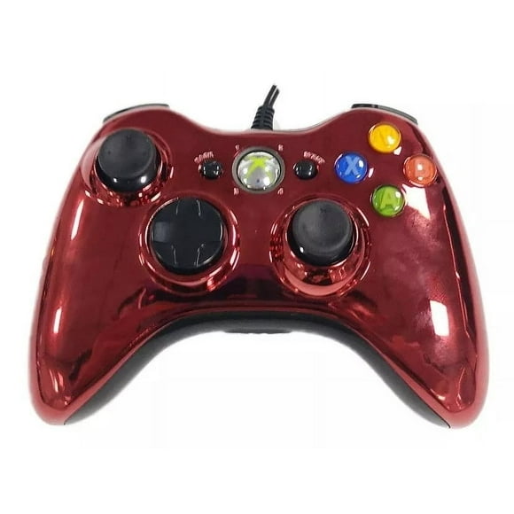 Control Alambrico Cromado Compatible Para X box 360 USB Cromo Rojo