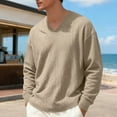 thumbnail image 4 of Mens Crewneck Sweatshirts Brown Casual Sweaters V Neck Sweater Pullover Long Sleeve Lightweight Sweatshirts Top, 4 of 5