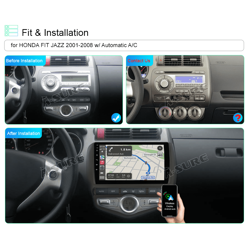 Autoradio per Honda Fit Jazz 9 | 2001-2008 | Android | Bluetooth