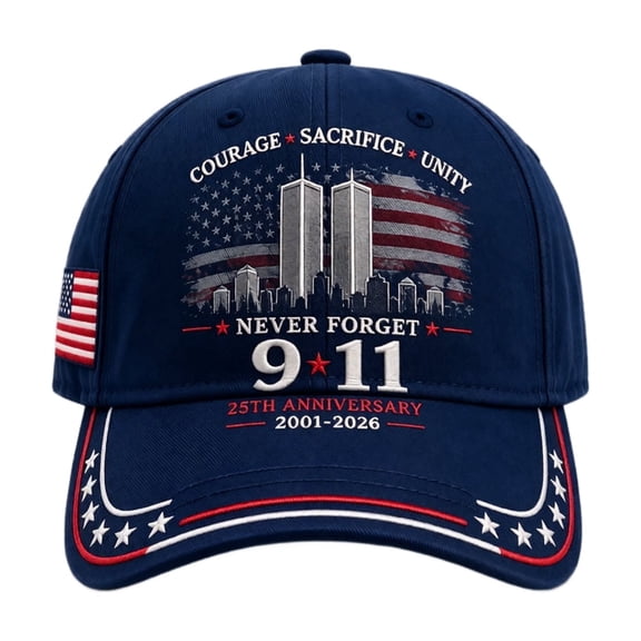 JULMCOMO 9/11 Memorial Patriotic Baseball Cap 25th Anniversary Never Forget American Flag Adjustable Hat 2001-2026 Baseball Cap for Women Men H