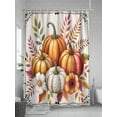 thumbnail image 5 of Fsddascl Fall Pumpkins Shower Curtain Set - 48" x 72" Washable Bathtub Curtain with 12 Hooks, Thanksgiving Flowers Rustic Autumn Leaves Waterproof Fabric Stall Shower Curtains for Bathroom/Bathtub, 5 of 6