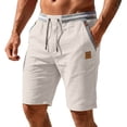 thumbnail image 2 of Dwellite Men's Shorts Casual Classic Fit Drawstring Summer Beach Shorts with Elastic Waist and Pockets Beige 2XL, 2 of 5