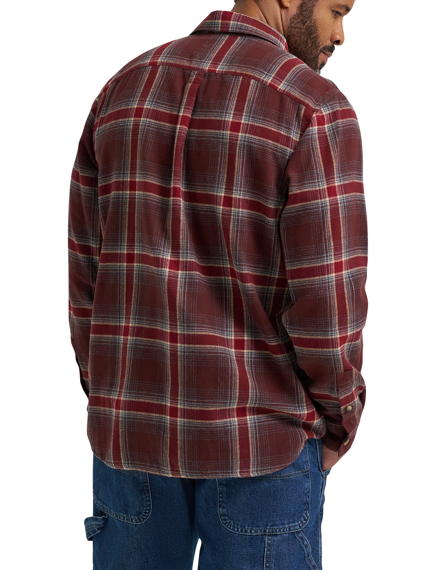 Wrangler® Men's and Big Men's Relaxed Fit Brushed Flannel Shirt with Long Sleeves, Sizes S-5XL