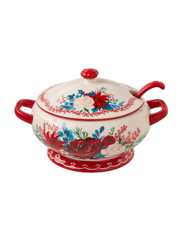The Pioneer Woman Wishful Winter Ceramic Soup Tureen with Ladle Set