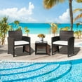 thumbnail image 3 of Gymax 3PCS Patio PE Rattan Conversation Furniture Set Bistro Set w/ Waterproof Cover Off White, 3 of 10