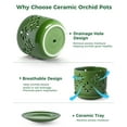 thumbnail image 7 of BUYMAX 5" & 6" Ceramic Orchid Pots with Holes and Trays, Blossom Geo Verdigris Patina, Set of 2, 7 of 7