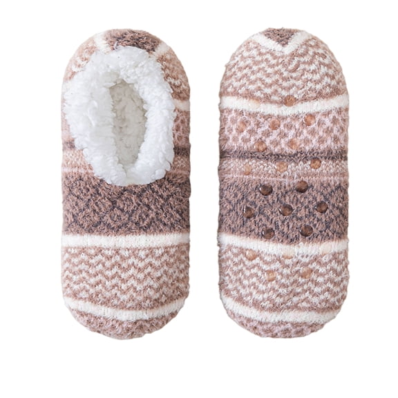Trgacdwlo Slipper Socks for Men Women, Vintage Striped Fluffy Ankle Slipper Socks, Thick Warm Non Slip Gripper Bottom Anti-Skid Low Cut Indoor Floor Socks