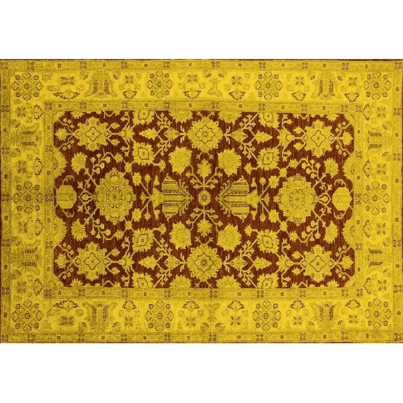 Ahgly Company Indoor Rectangle Oriental Yellow Industrial Area Rugs, 2' x 5'