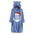 thumbnail image 1 of Top de manga larga con cuello redondo y capucha para mujer con estampado navideño y bolsillo suelto para mujer Pompotops FGAJ11109, 1 of 6