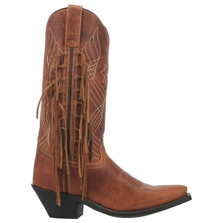 

Laredo Womens Blakely Fringe Snip Toe Casual Boots Mid Calf Low Heel 1-2