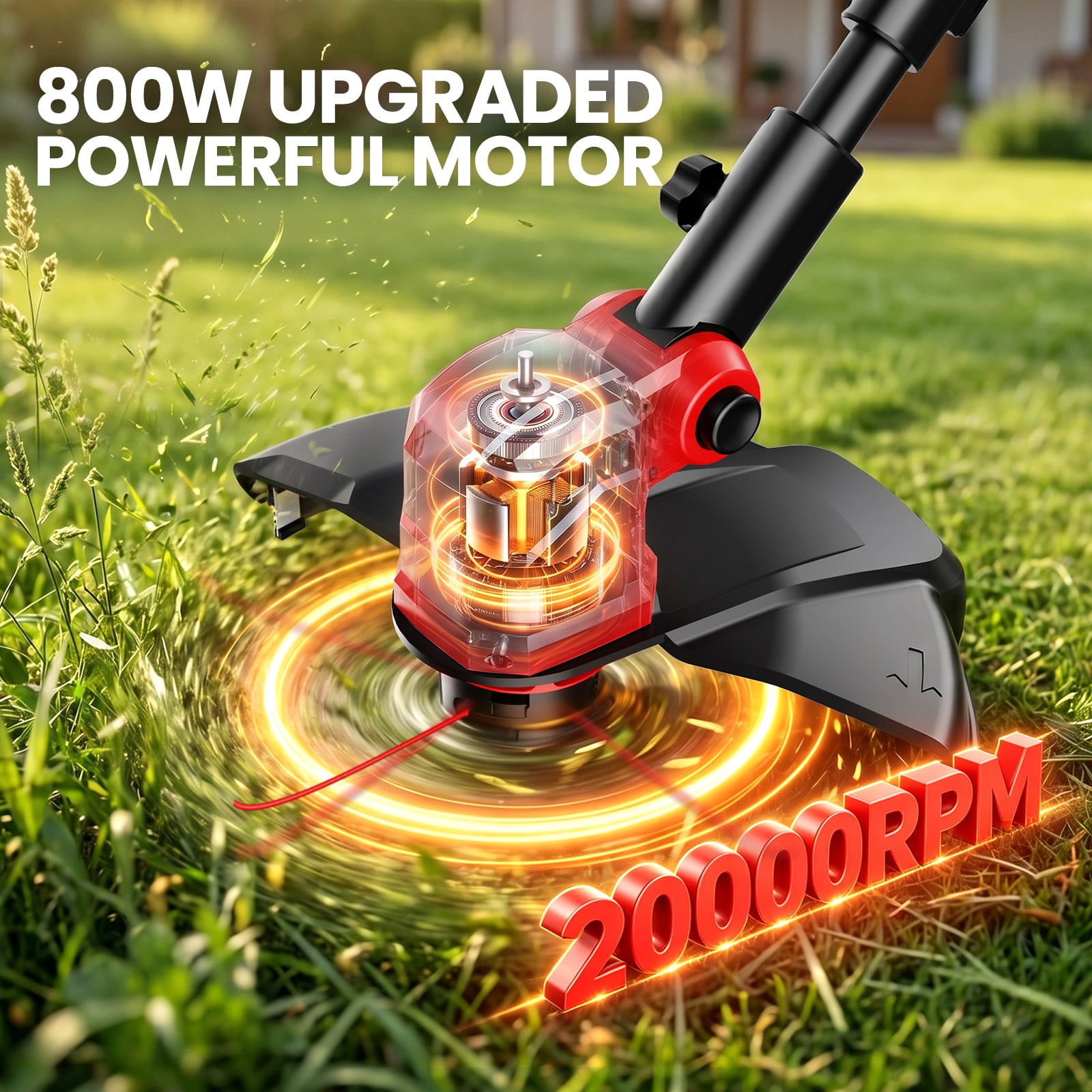 Tanbaby 12-inch Cordless Weed Eater, Brushless Motor Grass Trimmer, Weed Wacker with Auto Line Feed, 2 x 3.0Ah Battery, Weed Trimmer for Lawn Yard Garden