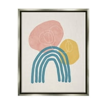 Stupell Industries Abstract Rainbow Round Shapes Graphic Art Luster Gray Floating Framed Canvas Print Wall Art, Design by Nina Blue