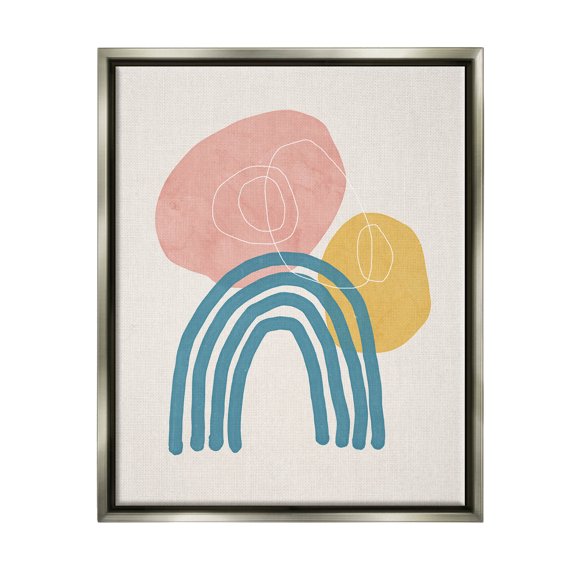 Stupell Industries Abstract Rainbow Round Shapes Graphic Art Luster Gray Floating Framed Canvas Print Wall Art, Design by Nina Blue