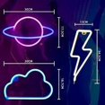 thumbnail image 5 of Letrero de neón LED con nube, decoración luminosa, viene con 3 planetas rayados y letrero de neón con nubes, funciona con batería y USB, neón de nube azul, luz de pared, iluminación, 5 of 5