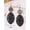 black, variant on Boho Hollow Leaf PU Leather & Wooden Dangle Earrings - Lightweight Drop Earrings for Women