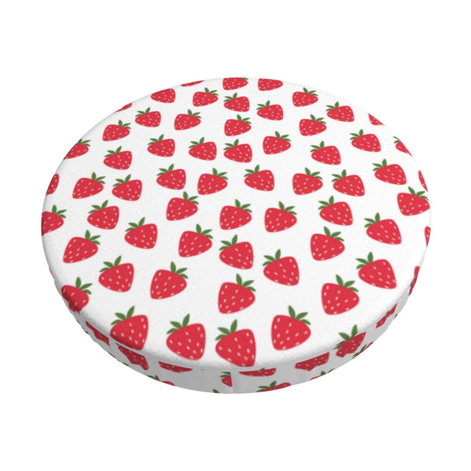 Easygdp Cartoon Strawberry Print Easy To Install Bar Stool Covers&Stool Covers Round&Elastic Stool Cover, Barstool Covers,Washable&Bottom With Elastic Edge-14 inch