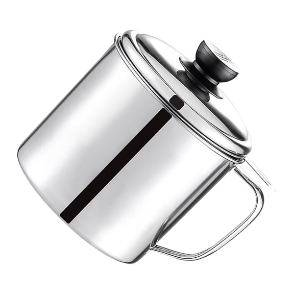 LOLIPPYY Stainless Steel Oil Storage Container with Handle, Plated Grease Dispenser for Kitchen Use