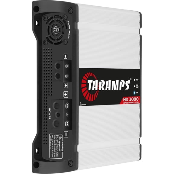 Taramps HD 3000 1 Ohm 3000W RMS Monoblock Car Audio Amplifier Class D Full Range, LED Monitor, Crossover & Premium Sound Quality, White