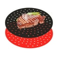 thumbnail image 4 of Gustave 2Pcs Round Air Fryer Silicone Mats Non Stick Easy Clean Airfryer Silicone Liner Baking Tray Heat Resistant Air Fryer Pads Oven Accessories "Black & Red", 4 of 11