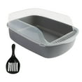 thumbnail image 3 of Caja de arena para gatos, bandeja de arena para mascotas con lado alto, gran espacio, suministros para mascotas a prueba de salpicaduras, caja de aren Gris, 3 of 8
