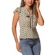 thumbnail image 4 of Blusa de mujer INSPIRE CHIC con lunares, cuello con lazo, mangas acampanadas, top para el trabajo XS color caqui claro, 4 of 6