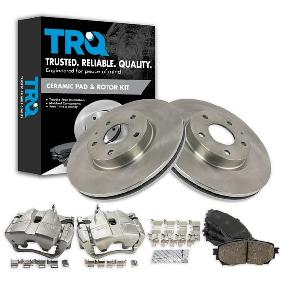 TRQ Front Brake Calipers Ceramic Pads & Rotors Fits 2014-2017 Mazda 6 BKA25178