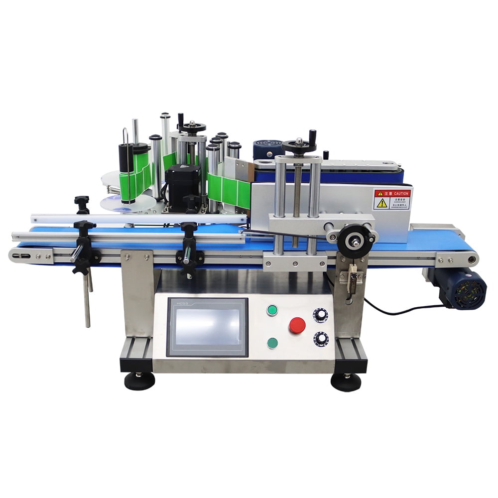 Conveyor Round Bottle High Speed Labeling Machine Automatic Round Bottle Label Applicator Desktop Labeler Maker with Emergency Stop Switch and Touch Screen 110V