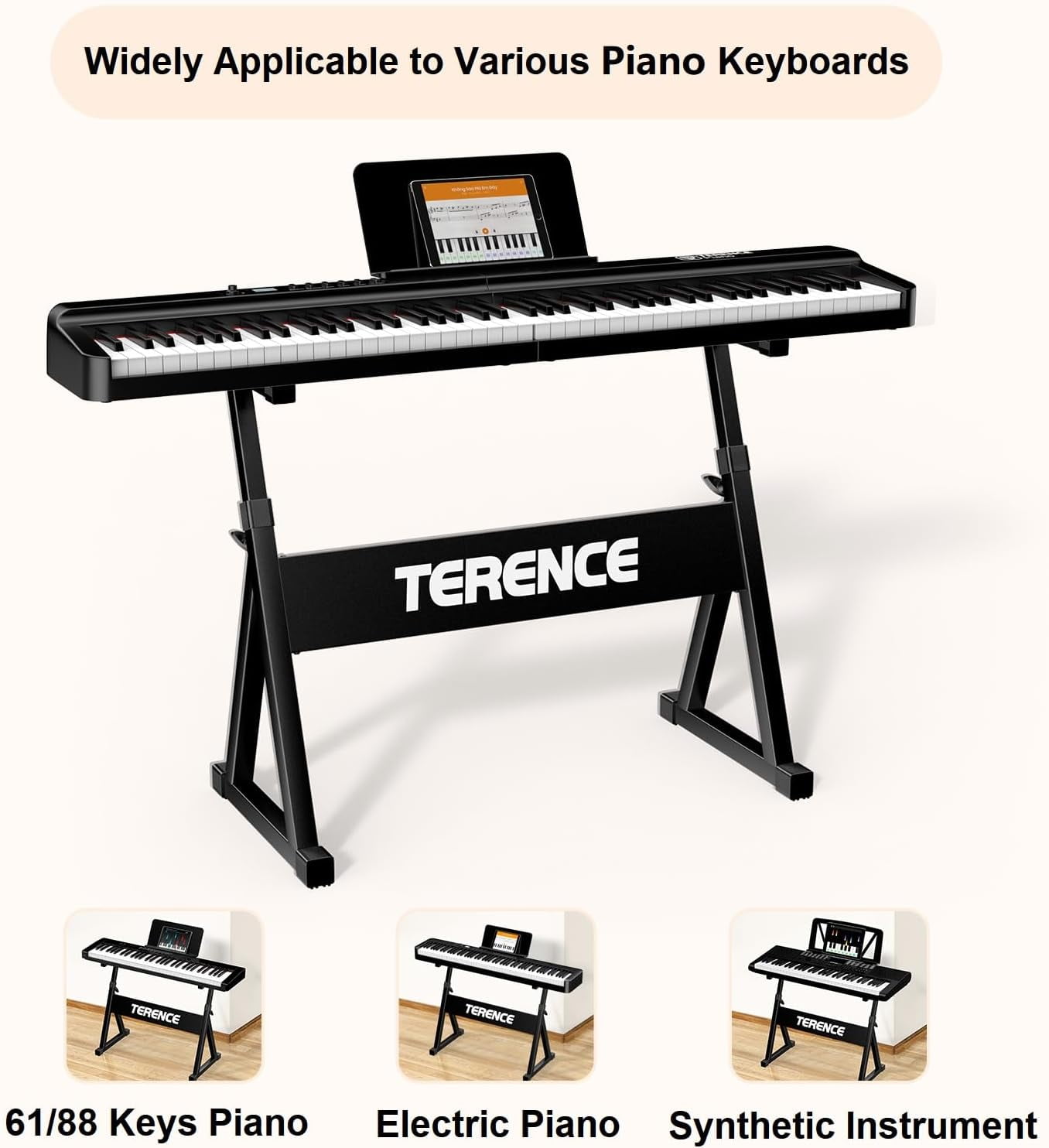 Terence Piano Keyboard Stand, Stable Adjustable Z-Style, Anti-Slip