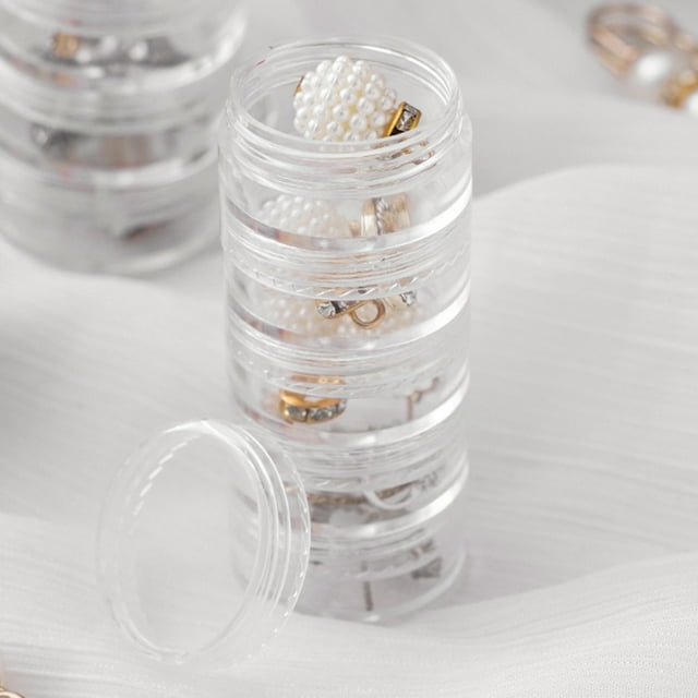 Multi-Layer Containers Necklace Stud Bracelet Boxes Jewelry Storage Makeup Eye Shadow Plastic Jar Crafts Clear Organizer Display Rack L