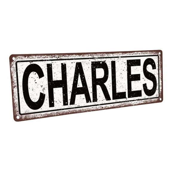 Charles 4"x12" Metal Sign, Wall Décor for Kids Room and Nursery